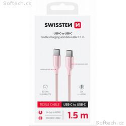 SWISSTEN DATOVÝ KABEL TEXTILE II USB-C, USB-C 1,5 