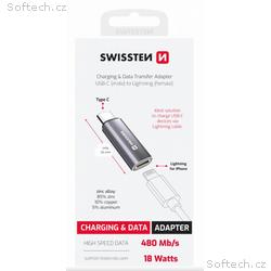 SWISSTEN NABÍJECÍ ADAPTÉR TEXTILE USB-C (samec), L