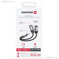 SWISSTEN NABÍJECÍ AUDIO ADAPTÉR TEXTILE USB-C (sam