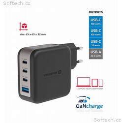 SWISSTEN SÍŤOVÝ ADAPTÉR GaN 3x USB-C 100W PD + 1x 