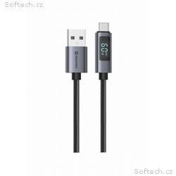SWISSTEN LCD KABEL USB-A, USB-C 1 M ČERNÝ