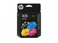 HP 308 - 2-balení - černá, azurová, purpurová, žlu