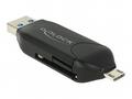 Delock Micro USB OTG čtečka karet + USB 3.0 A male