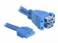 Delock kabel USB 3.0 pin konektor samice > 2 x USB