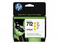 HP 712 Ink. náplň žlutá, trojbalení, 3ED79A