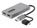Startech USB to Dual HDMI Adapter, USB A, C to 2x 