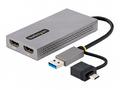 StarTech.com USB to Dual HDMI Adapter, USB A, C to