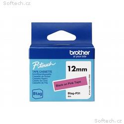 Brother BTAG-P31 - Black on pink - Role (1,2 cm x 