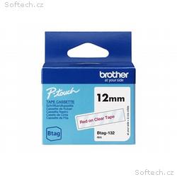 Brother BTAG-132 - Červená na průsvitné - Role (1,