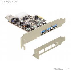 DeLock PCI Express x1 > USB 3.0, 3x externí, 1x in