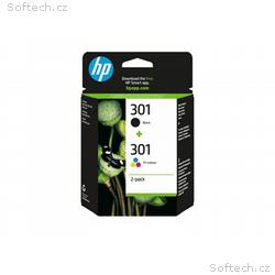 HP 301 - 2-balení - černá, barva (azurová, purpuro