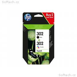 HP 302 - 2-balení - černá, barva (azurová, purpuro