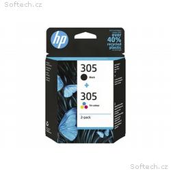 HP 305 - 2-balení - černá, barva (azurová, purpuro