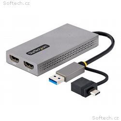 Startech USB to Dual HDMI Adapter, USB A, C to 2x 